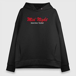 Толстовка оверсайз женская Mid night racing team jdm style, цвет: черный