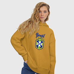 Толстовка оверсайз женская Brasil Football, цвет: горчичный — фото 2