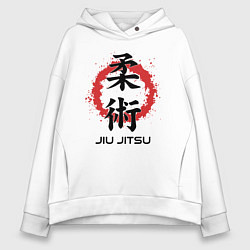 Толстовка оверсайз женская Jiu jitsu red splashes logo, цвет: белый