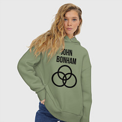 Толстовка оверсайз женская John Bonham - Led Zeppelin - legend, цвет: авокадо — фото 2