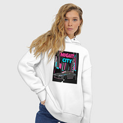 Толстовка оверсайз женская Nissan Silvia S15 Night City, цвет: белый — фото 2