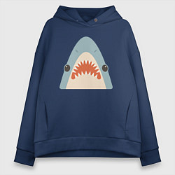 Толстовка оверсайз женская Милая маленькая акула, цвет: тёмно-синий