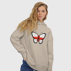 Толстовка оверсайз женская Бабочка - Англия, цвет: миндальный — фото 2