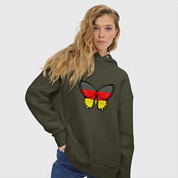 Толстовка оверсайз женская Бабочка - Германия, цвет: хаки — фото 2