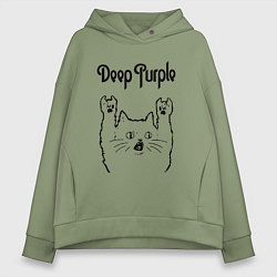 Толстовка оверсайз женская Deep Purple - rock cat, цвет: авокадо