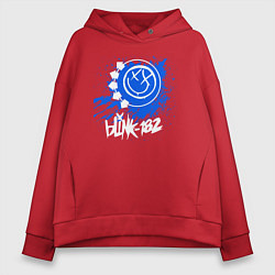 Толстовка оверсайз женская Blink 182 - клякса краски, цвет: красный