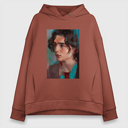 Толстовка оверсайз женская Timothee Chalamet fan art, цвет: кирпичный