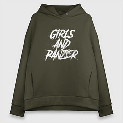 Толстовка оверсайз женская Girls und Panzer logo, цвет: хаки