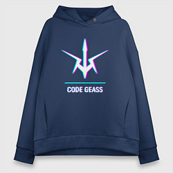 Толстовка оверсайз женская Символ Code Geass в стиле glitch, цвет: тёмно-синий