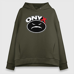 Толстовка оверсайз женская Onyx - black logo, цвет: хаки