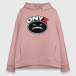 Толстовка оверсайз женская Onyx - black logo, цвет: пыльно-розовый