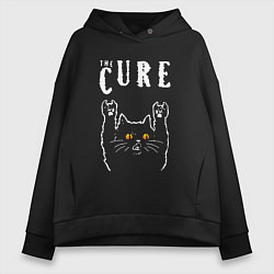 Толстовка оверсайз женская The Cure rock cat, цвет: черный