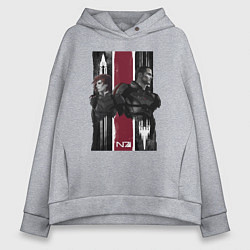 Толстовка оверсайз женская Mass Effect N7 - Shepard, цвет: меланж