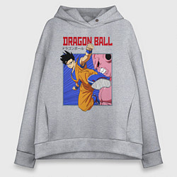 Толстовка оверсайз женская Dragon Ball - Сон Гоку - Удар, цвет: меланж