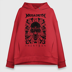 Толстовка оверсайз женская Megadeth Thirteen, цвет: красный
