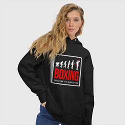 Толстовка оверсайз женская Boxing evolution its revolution, цвет: черный — фото 2