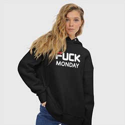 Толстовка оверсайз женская Fuck monday, fila, anti-brand, цвет: черный — фото 2