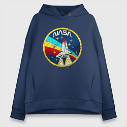 Толстовка оверсайз женская NASA - emblem - USA, цвет: тёмно-синий