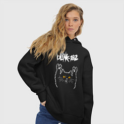 Толстовка оверсайз женская Blink 182 rock cat, цвет: черный — фото 2