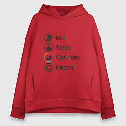 Толстовка оверсайз женская Eat Sleep Caturday, цвет: красный