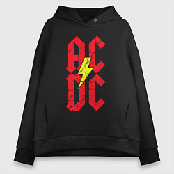 Толстовка оверсайз женская AC DC logo, цвет: черный