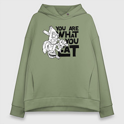 Толстовка оверсайз женская Ты то , что ешь, цвет: авокадо