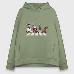 Толстовка оверсайз женская Beatles Christmas, цвет: авокадо