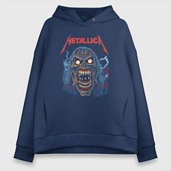 Толстовка оверсайз женская Metallica skull, цвет: тёмно-синий