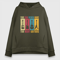 Толстовка оверсайз женская Гитар не бывает много, цвет: хаки