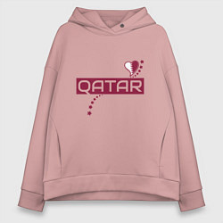 Толстовка оверсайз женская Qatar heart, цвет: пыльно-розовый