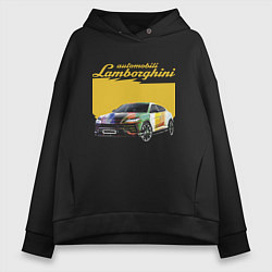 Толстовка оверсайз женская Lamborghini Urus - Italy, цвет: черный