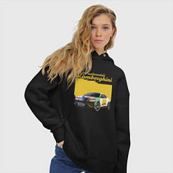 Толстовка оверсайз женская Lamborghini Urus - Italy, цвет: черный — фото 2