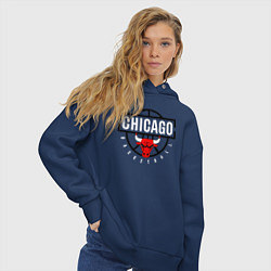 Толстовка оверсайз женская Чикаго баскетбол, цвет: тёмно-синий — фото 2