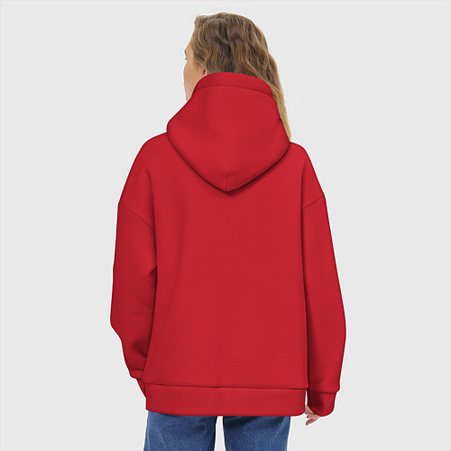 Женское худи оверсайз Новогодний тирекс - ugly sweater / Красный – фото 4
