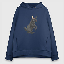 Толстовка оверсайз женская Чёрный водяной кролик, символ 2023, цвет: тёмно-синий