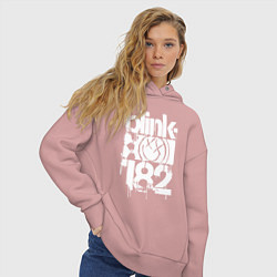 Толстовка оверсайз женская Stencil white logo, цвет: пыльно-розовый — фото 2