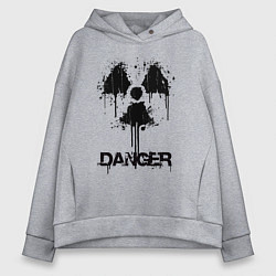 Толстовка оверсайз женская Danger radiation symbol, цвет: меланж