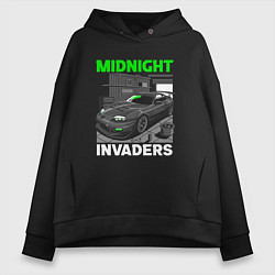 Толстовка оверсайз женская Midnight inviders - Toyota Supra, цвет: черный