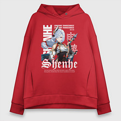 Толстовка оверсайз женская Шэнь Хэ Геншин, цвет: красный