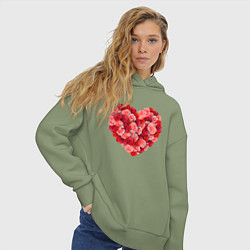 Толстовка оверсайз женская Сердце составленное из роз, цвет: авокадо — фото 2