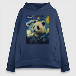 Толстовка оверсайз женская Панда Ван Гога, цвет: тёмно-синий