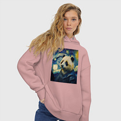 Толстовка оверсайз женская Панда Ван Гога, цвет: пыльно-розовый — фото 2
