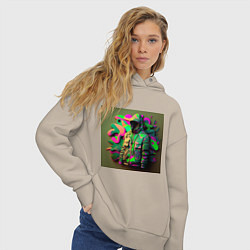 Толстовка оверсайз женская Комуфляж воина, цвет: миндальный — фото 2