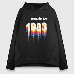 Толстовка оверсайз женская Made in 1983 liquid art, цвет: черный