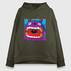 Толстовка оверсайз женская Violet Totoro, цвет: хаки