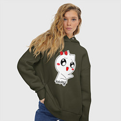 Толстовка оверсайз женская Кошечка Мяу, цвет: хаки — фото 2