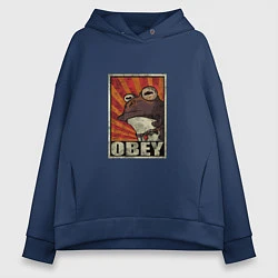 Толстовка оверсайз женская Obey frog, цвет: тёмно-синий