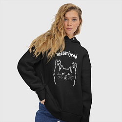 Толстовка оверсайз женская Motorhead рок кот, цвет: черный — фото 2