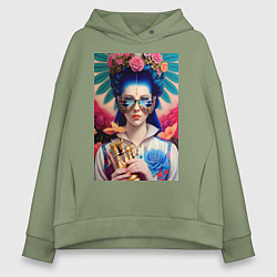 Толстовка оверсайз женская Алиса в стране чудес, цвет: авокадо