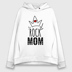 Толстовка оверсайз женская Rock mom надпись с короной, цвет: белый